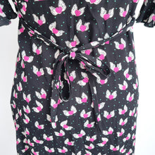 Load image into Gallery viewer, Kate Moss Topshop Tea Dress Skater Mini Winged Hearts Black Y2K Ditsy Viscose 10