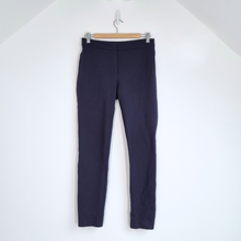 Load image into Gallery viewer, Jaeger Cigarette Trousers Navy Blue UK 10 Stretch Slim Fit Work Mid Rise Office