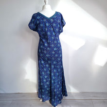 Load image into Gallery viewer, Anokhi for East Dress Maxi Block Print Floral Blue Purple 100% Cotton Boho 16
