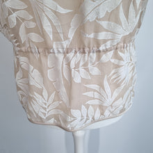 Load image into Gallery viewer, Jacques Vert Open Blouse UK 18 Cream Devore Leaf Pattern Shrug Bolero V Neck