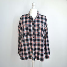 Load image into Gallery viewer, Next Checked Shirt Plaid UK 20 100% Cotton Blouse Black Red Lumberjack Tunic