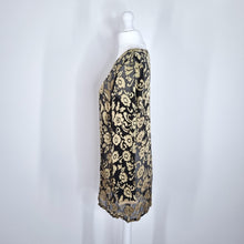 Load image into Gallery viewer, Monsoon Twilight Velvet Devore Top Blouse Floral Silk Blend Tunic Long Small