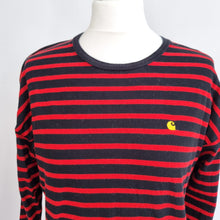 Load image into Gallery viewer, Carhartt WIP Robbie T-shirt Women Medium Striped Long Sleeves Red Black Cotton