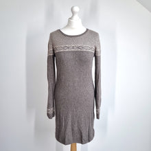 Load image into Gallery viewer, Sherpa Jumper Dress Fairisle Medium Merino Wool Alpaca Blend Knit Tunic Brown