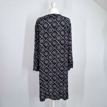 Load image into Gallery viewer, Masai Dress Tunic Pockets XL High Low Midi Black Long Sleeves Print Lagenlook