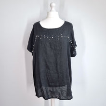 Load image into Gallery viewer, Blu Orchid Blouse 3XL 100% Linen Pearls Black Made in Italy Tunic Top Lagenlook