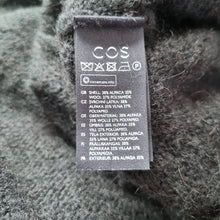 Load image into Gallery viewer, COS Cardigan Alpaca Wool Black V Neck Oversized Buttons Fuzzy Chunky Knit XS