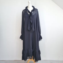 Load image into Gallery viewer, Monsoon Midi Dress Black Large Aurelia Long Sleeve Ruffle NEW Bow Party Gothic