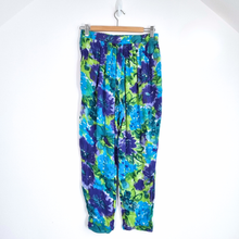 Load image into Gallery viewer, Vintage St Michael Trousers Floral Tapered Blue Green Harem Fits UK 10 Petite