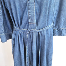 Load image into Gallery viewer, The White Company Denim Dress Belted 14 Pockets Blue Stretch Long Sleeves Jeans