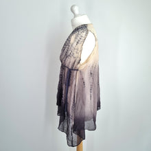 Load image into Gallery viewer, AllSaints Top 100% Silk Floaty Grey Blouse Porisian Kaftan Animal Print Tunic 10