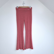 Load image into Gallery viewer, Monki Co-ord Outfit Flared Trousers Crop Top Striped Red White Jersey Medium
