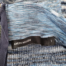 Load image into Gallery viewer, Karen Millen Skirt Pencil Bodycon Blue Rib Knit Striped Bandage Stretch 8 Size1