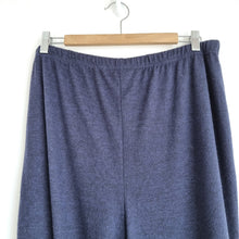 Load image into Gallery viewer, Long Tall Sally Trousers UK 16Soft Knit Wide Leg Flare Navy Blue Pull On Lounge
