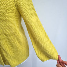 Load image into Gallery viewer, Boden Cardigan Yellow Knit Buttons Retro Cotton Angora Cashmere Chunky Retro 10