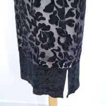 Load image into Gallery viewer, Vintage St Michael Velvet Tunic Top UK 12 M&S Black Floral Sheer Mini Dress 90s