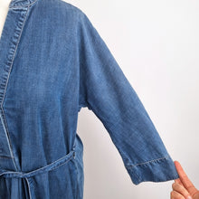 Load image into Gallery viewer, The White Company Denim Dress Belted 14 Pockets Blue Stretch Long Sleeves Jeans