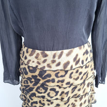 Load image into Gallery viewer, Moschino Cheap & Chic Dress 100% Silk Leopard Print Ruffle Cocktail Shift UK 8