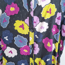 Load image into Gallery viewer, Kate Spade Blouse Floral Print Button Down Back High Neck Silky Work Top Small