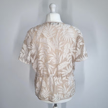 Load image into Gallery viewer, Jacques Vert Open Blouse UK 18 Cream Devore Leaf Pattern Shrug Bolero V Neck