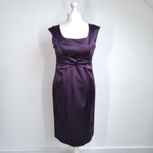 Load image into Gallery viewer, Laura Ashley Satin Dress UK 16 Purple Wiggle Occasion Cocktail Midi Shift Party