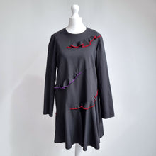 Load image into Gallery viewer, Sportmax Dress Black NEW Wool Skater Max Mara Ruffles Long Sleeves Mini UK 8