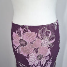 Load image into Gallery viewer, Long Tall Sally Skirt Maxi 16 18 Bias Cut Fit & Flare Purple Floral Print Lined