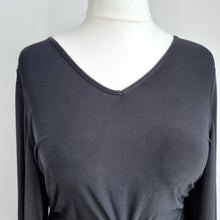 Load image into Gallery viewer, Club L London Maxi Dress UK 20 Black Ruched Open Back Evening Occasion Gothic