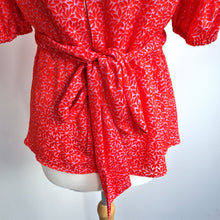 Load image into Gallery viewer, Ted Baker Devore Top Ruffle Size 2 UK 10 Coral Red Puff Sleeves Ties Devonna