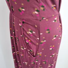 Load image into Gallery viewer, White Stuff Dress Pockets UK 14 Purple Burgundy Jersey Casual Print Long Sleeves