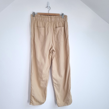 Load image into Gallery viewer, Zara Paperbag Trousers Beige High Waisted Large 100% Cotton Wide Leg Casual