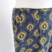 Load image into Gallery viewer, Nomads Corduroy Skirt Paisley Print A Line Pockets Blue Lined Cotton Boho 12