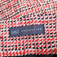 Load image into Gallery viewer, M&S Tweed Midi Skirt UK 14 Red Fringed Pencil Boucle Lined Wrap Office Smart