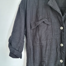 Load image into Gallery viewer, Next Black Boiler Suit Linen Blend UK 12 Cargo Utility Jumpsuit Belted Casual