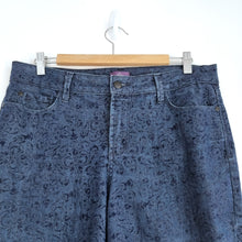 Load image into Gallery viewer, NYDJ Jeans Slim Straight Floral Jacquard Lift Tuck Dark Blue Mid Rise UK 16