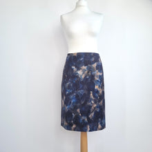 Load image into Gallery viewer, Jigsaw Skirt Pencil Navy Blue Abstract Print Work Office Lined Knee Length 14