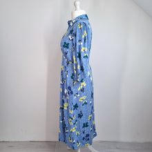 Load image into Gallery viewer, Finery Midi Tea Dress Blue 16 Floral Print Long Sleeves Pastel Work Occasion