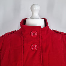 Load image into Gallery viewer, Long Tall Sally Coat Red UK 18 Pea Jacket Lined Cotton Pockets High Neck Winter