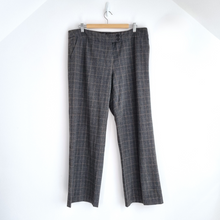 Load image into Gallery viewer, East Trousers Tweed Check Grey Straight Wide Leg Tailored Dress Pants Work 16