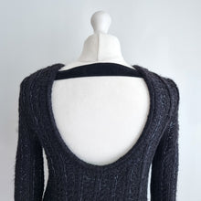 Load image into Gallery viewer, Zara Knitted Dress Chunky Black Mini Bodycon Long Sleeves Sparkly Party Medium