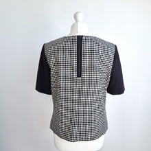 Load image into Gallery viewer, Hobbs Top Houndstooth Check Wool Blend Black White Blouse Work Chic Lined 14