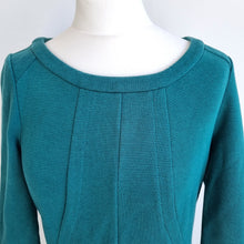 Load image into Gallery viewer, Boden Shift Dress Teal Green UK 10 Textured Smart Work Pockets Knee Length