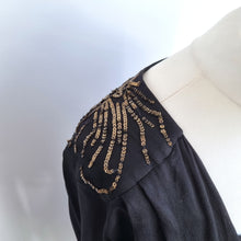 Load image into Gallery viewer, Day Birger et Mikkelsen Dress Black 12 Sequin Shoulders Faux Wrap Cocktail Work