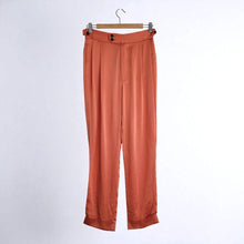 Load image into Gallery viewer, Joseph Satin Trousers Pleated Dress Pants Orange Dean Liquid Work UK 6 EU 34