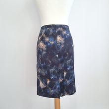 Load image into Gallery viewer, Jigsaw Skirt Pencil Navy Blue Abstract Print Work Office Lined Knee Length 14
