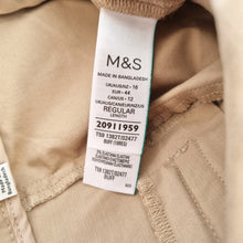 Load image into Gallery viewer, M&S Beige Trousers Straight Leg UK 16 Tailored Smart Casual Chino Neutral Cotton