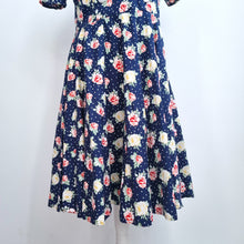 Load image into Gallery viewer, Hell Bunny Dress Floral Print 2XL Navy Blue Sailor Retro 50s Revival Stretch