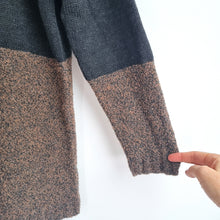 Load image into Gallery viewer, Vintage 90s John Lord Roll Neck Jumper XL Grey Brown Colourblock Cozy Knit Lady