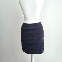 Load image into Gallery viewer, Ganni Mini Skirt Bandage Bodycon Stretch Tiered Short Dark Blue Party Club XS