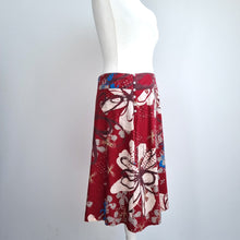 Load image into Gallery viewer, White Stuff Reversible Skirt A Line Floral Birds Red Blue 100% Cotton Knee 14